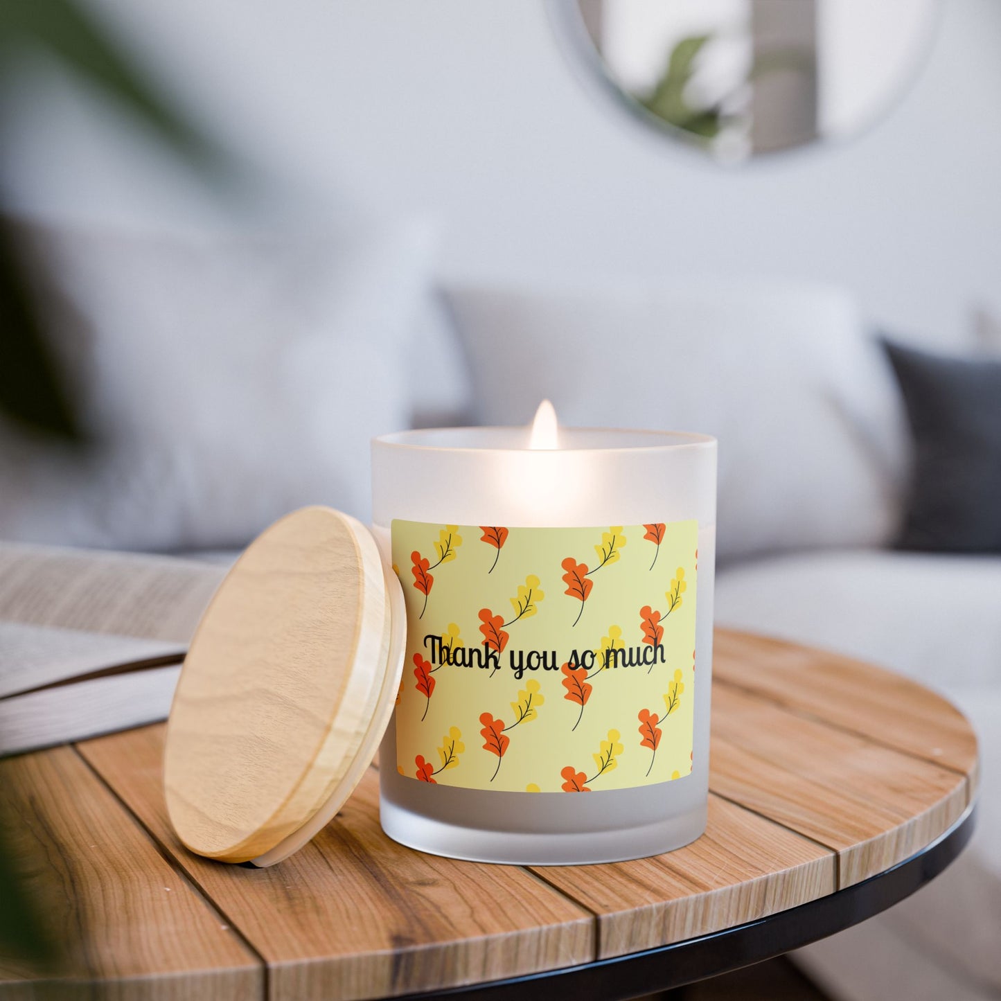 Thank You So Much Frosted Glass Candle — 11oz Floral Gratitude Scented Candle