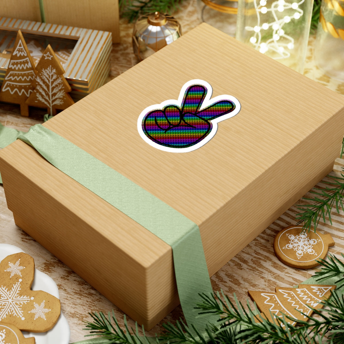 Colorful Peace Hand Kiss-Cut Stickers - Great for Laptops, Water Bottles, and More!