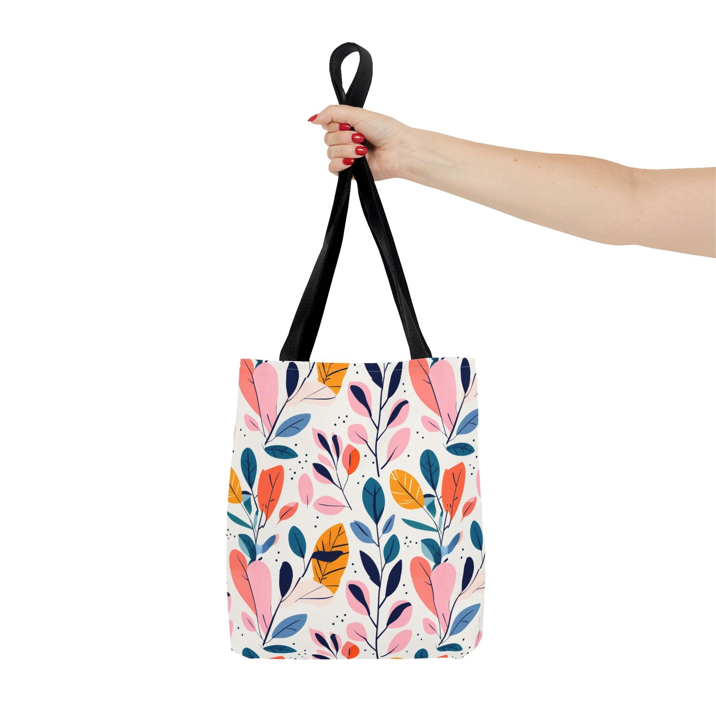 Floral Leaves Tote Bag — Colorful Botanical All-Over Print Bag