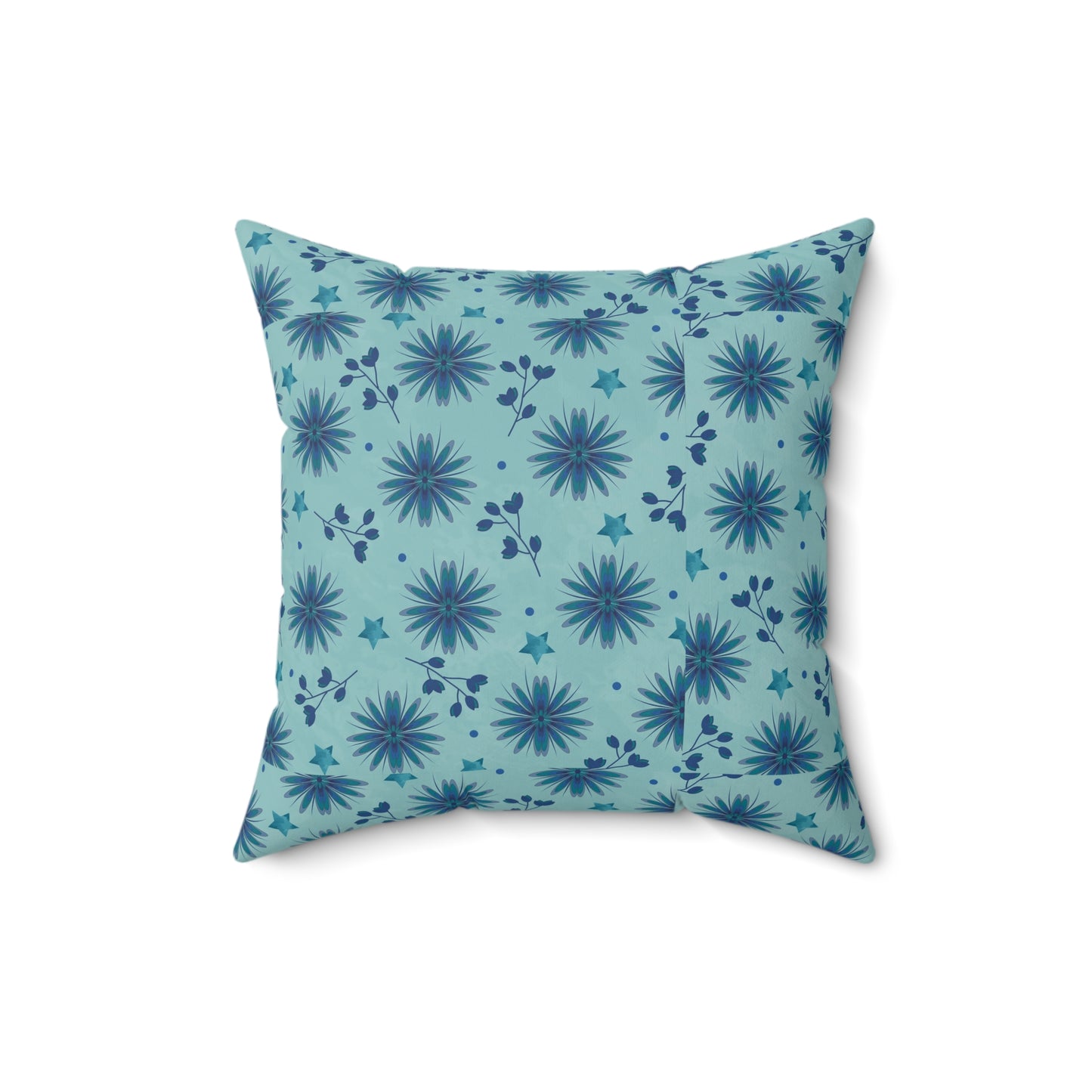 Blue Floral Decorative Pillow, Cozy Couch Accent, Home Decor, Gift for Her, Boho Throw Pillow