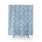 Blue Coastal Shell Shower Curtain — Nautical Seashell Pattern Bathroom Decor