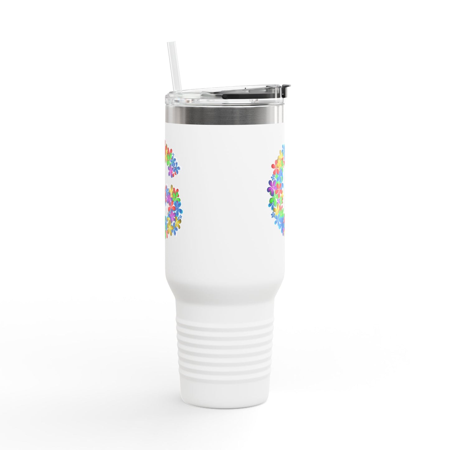 Vibrant Floral Insulated Travel Mug, Perfect for On-the-Go- Letter G