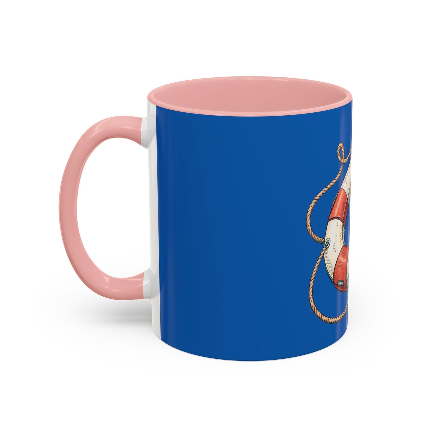 Lifesaver Accent Coffee Mug - Nautical Gift, Beach Decor, Sailor's Coffee Cup, Ocean Lover Mug, Summer Vibes