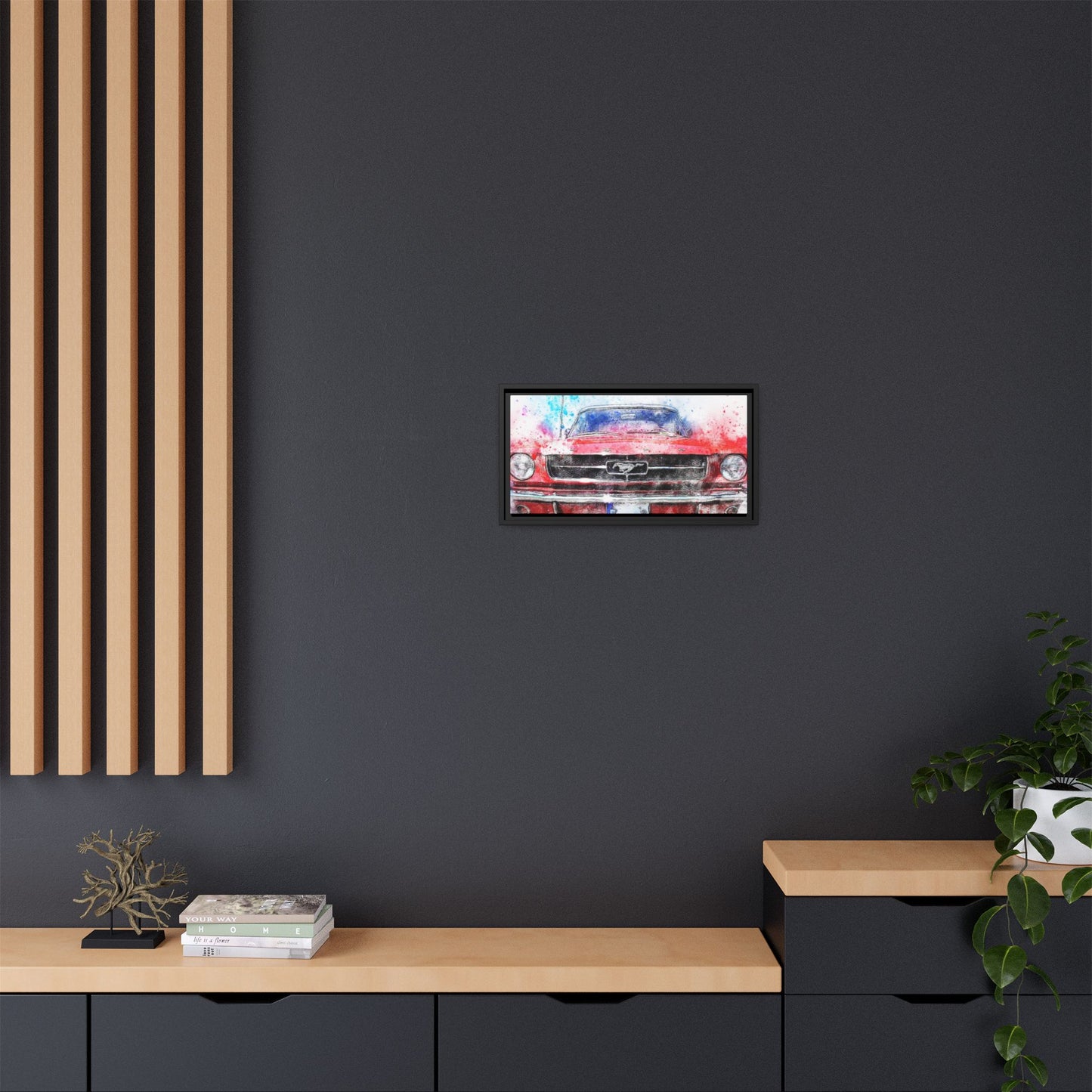 Matte Canvas, Framed Mustang Car