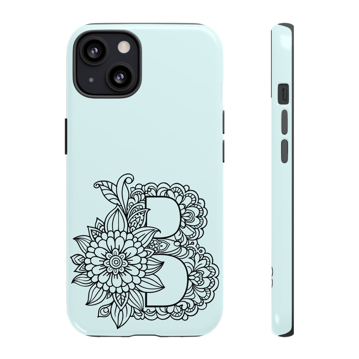 Personalized Tough Phone Case- Letter B, Floral Monogram Cell Phone Cover, Custom Protective Case, Unique Gift, Birthday, Graduation
