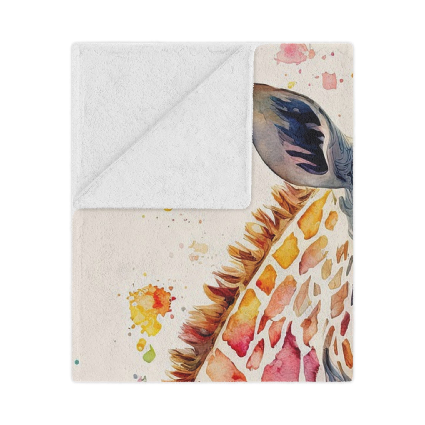Watercolor Giraffe Minky Blanket — Soft Colorful Animal Throw for Kids & Nursery