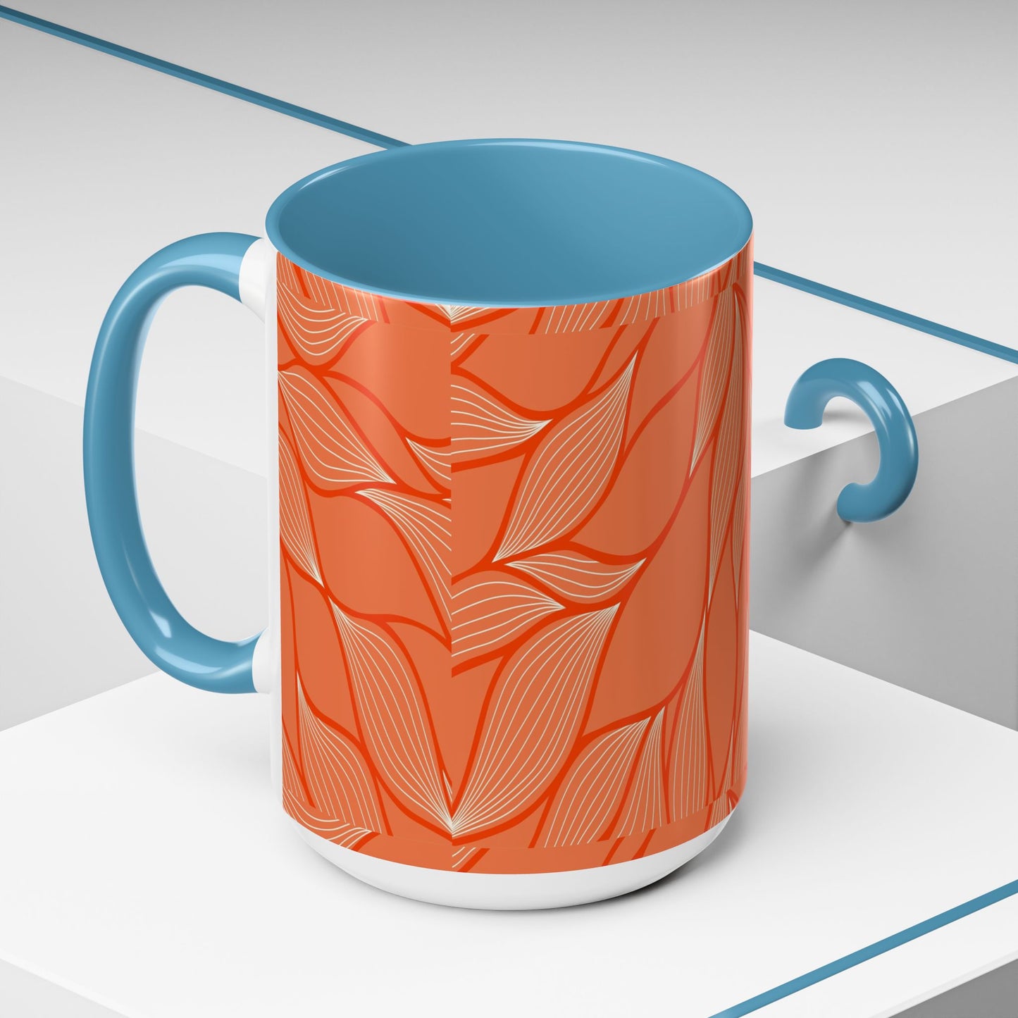 Stylish Accent Coffee Mug, Floral Pattern Drinkware, Unique Gift for Coffee Lovers, Home Decor, Kitchenware, Vibrant Design