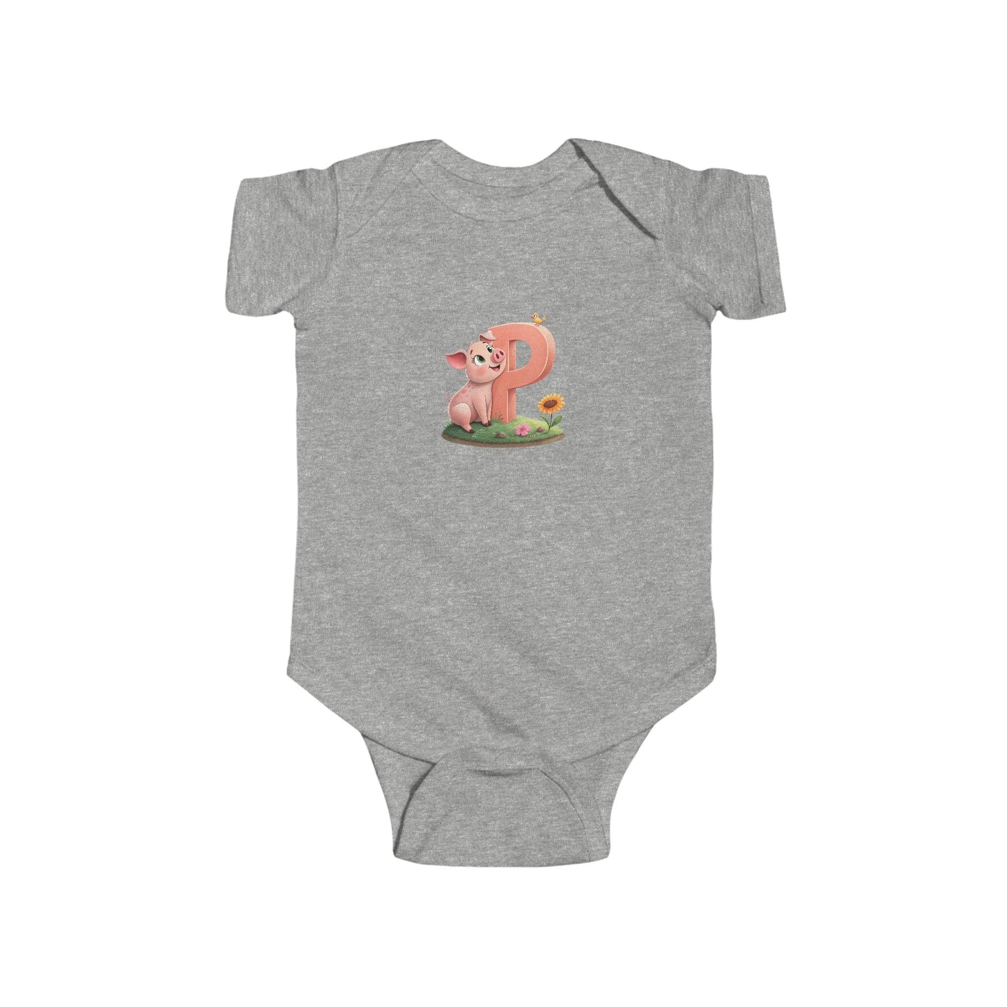 Cute Pig Initial Baby Bodysuit, Personalized Infant Outfit, Baby Shower Gift, Toddler Clothes, Newborn Apparel, Fun Birthday Gift