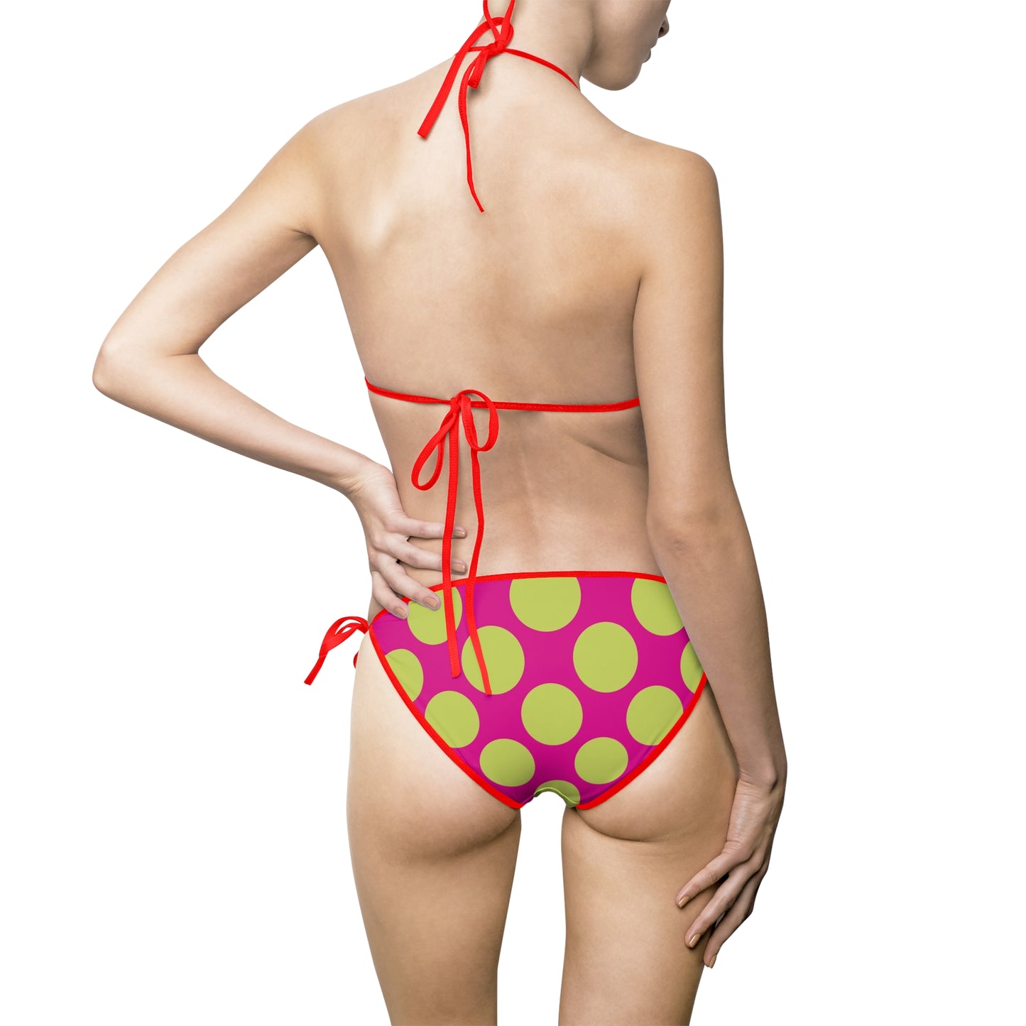 Vibrant Polka Dot Women's Bikini Swimsuit, Summer Swimwear, Beachwear, Pool Party Outfit, Vacation Swim Set, Festive Holiday Swim