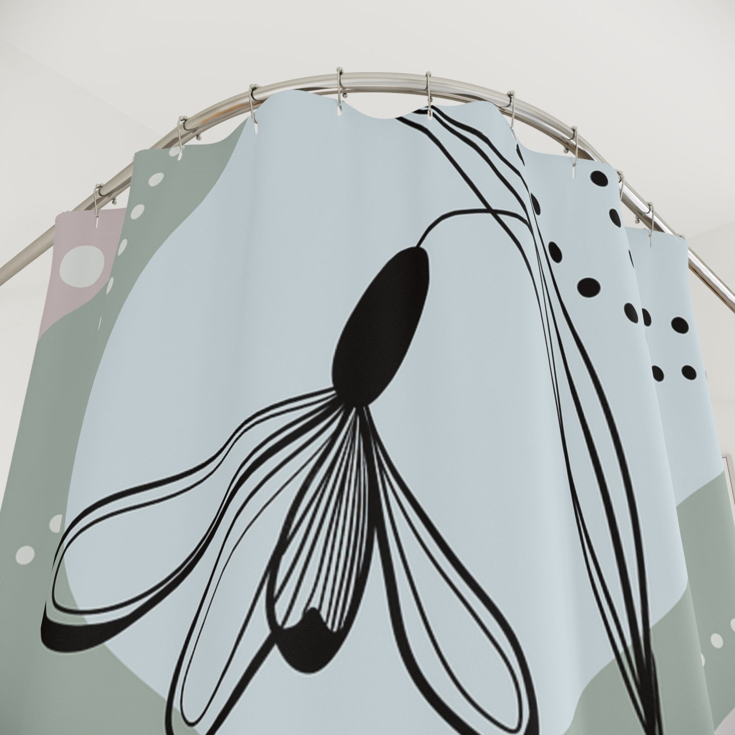 Bohemian Floral Shower Curtain, Modern Bathroom Decor, Home Spa Accessory, Elegant Gift for Housewarming, Floral Design