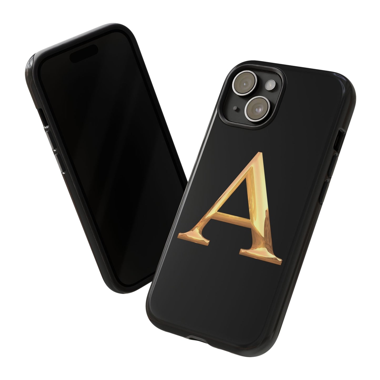 Custom Phone Case with Gold Letter A, Monogrammed Gift, Tough Protective Case, Personalized Phone Accessory, Unique Phone Cover