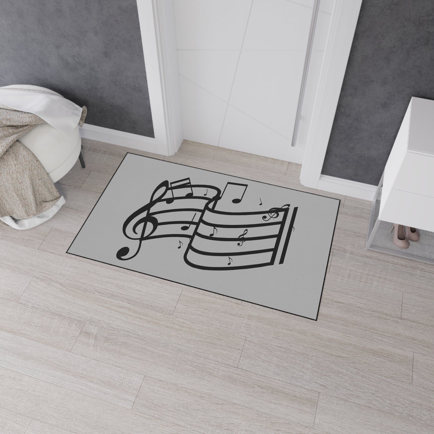 Musical Notes Heavy-Duty Floor Mat — Clef & Staff Design for Music Rooms
