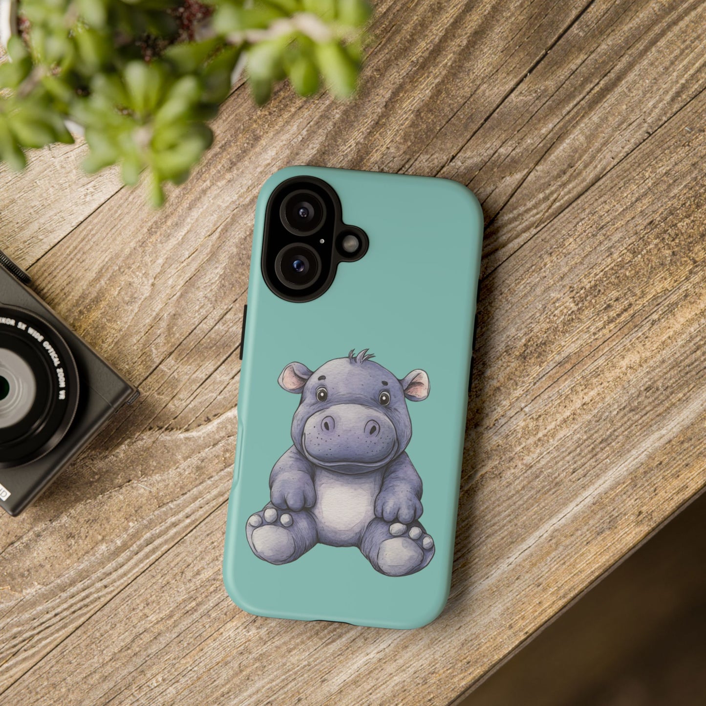 Cute Hippo Phone Case, Tough Phone Cover, Fun Animal Case, Gift for Kids, Cute Decor, Birthday Present