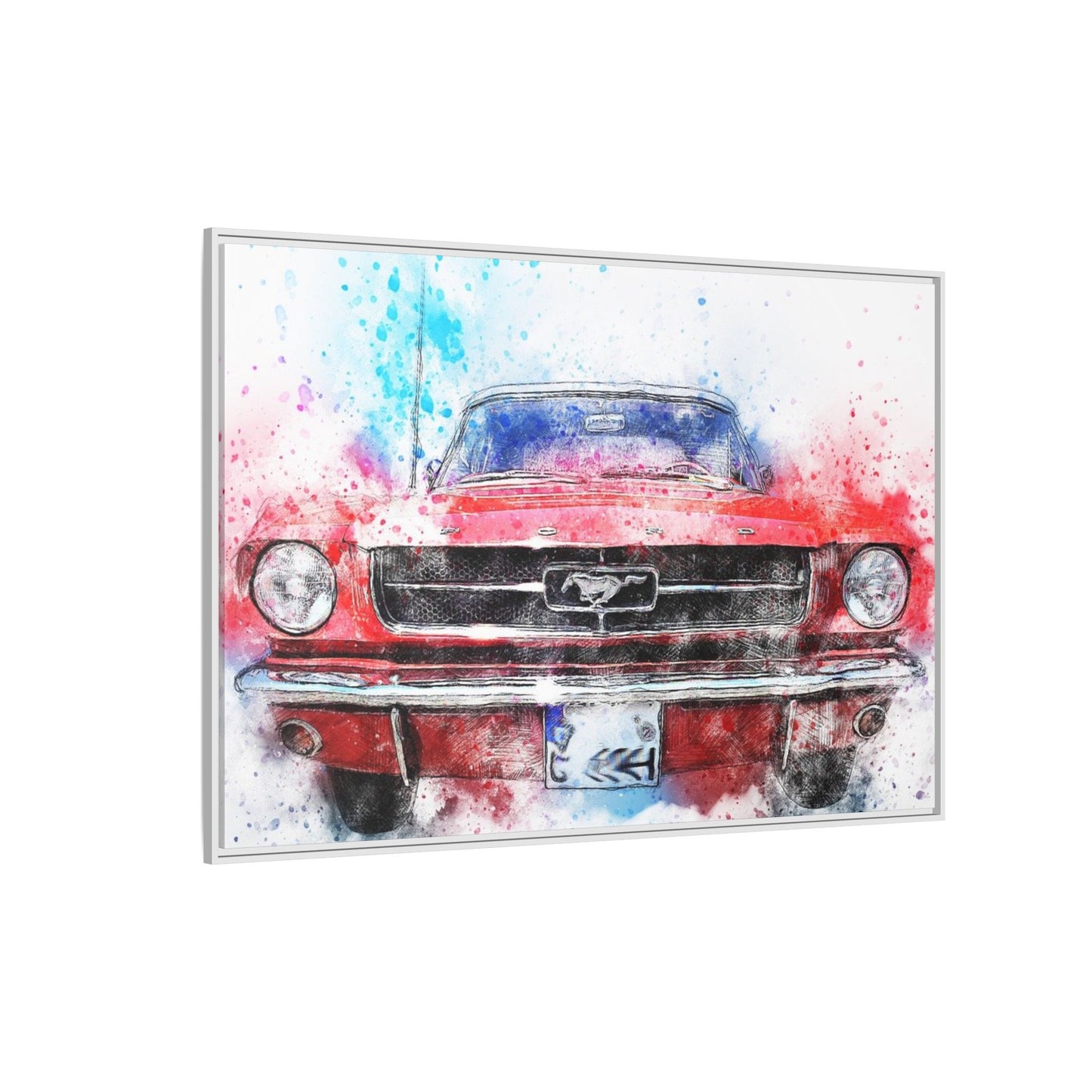 Matte Canvas, Framed Mustang Car