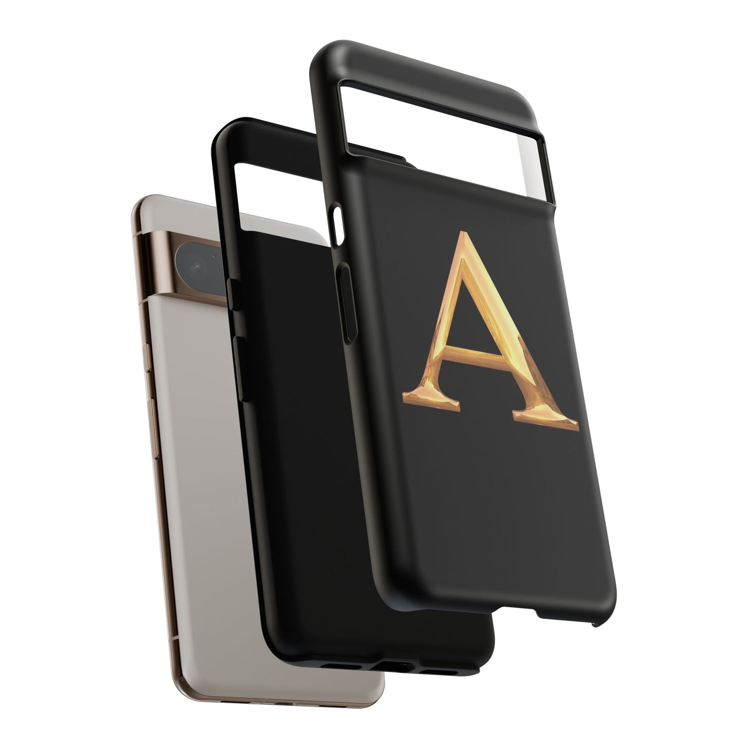Custom Phone Case with Gold Letter A, Monogrammed Gift, Tough Protective Case, Personalized Phone Accessory, Unique Phone Cover