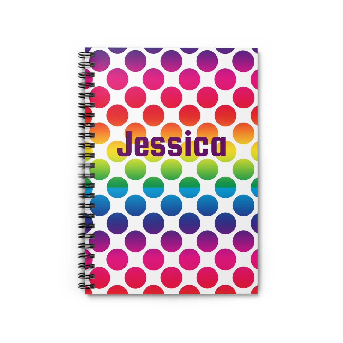 Colorful Polka Dot Spiral Notebook, Cute Journal for Students, School Supplies, Gifts for Kids, Rainbow Stationery