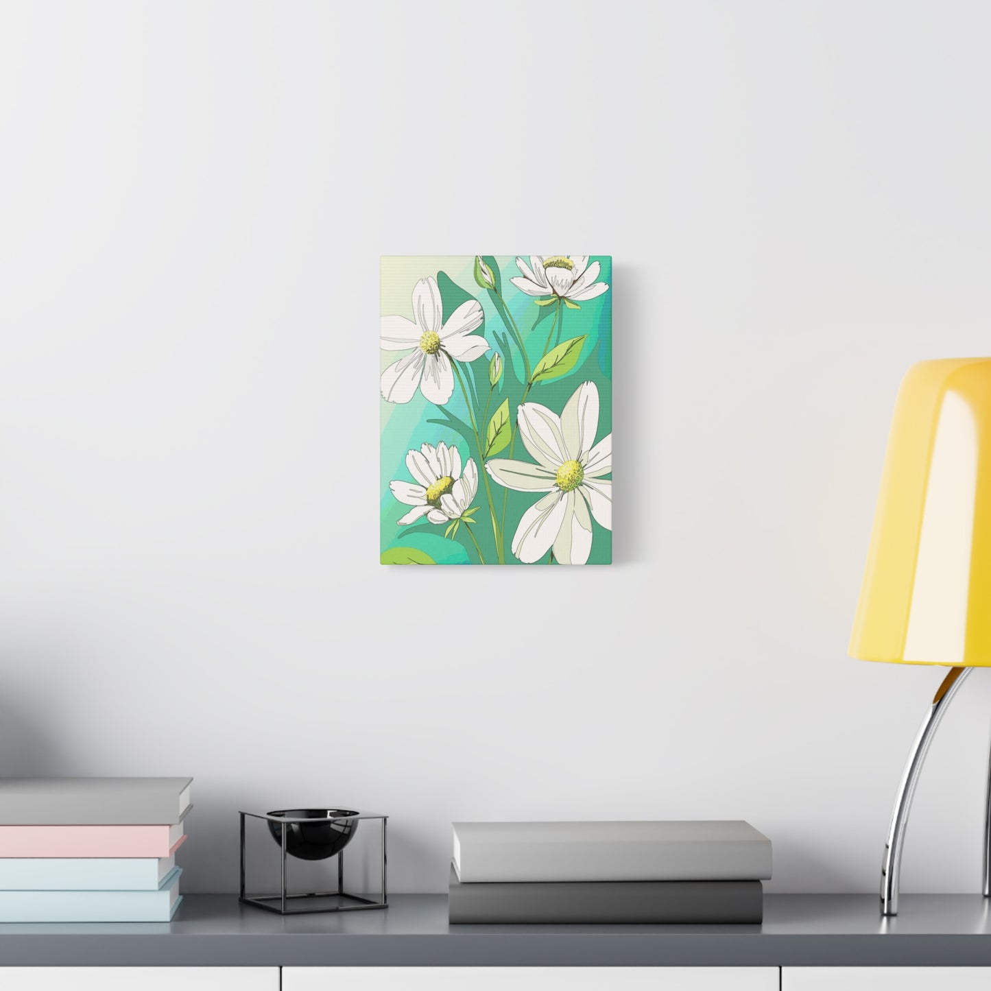 Matte Canvas, Stretched, 1.25" White Flowers