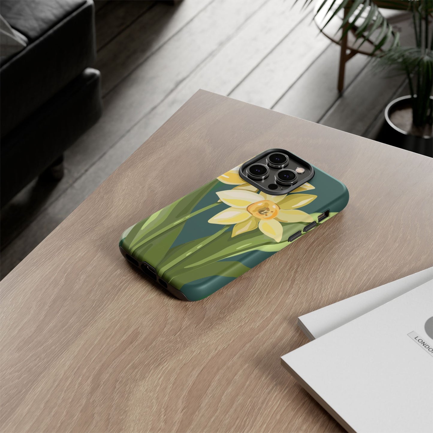 Floral Phone Case - Yellow Daffodil Design, Tough Phone Cover, Spring Decor, Floral Gift, Nature-Inspired Accessories