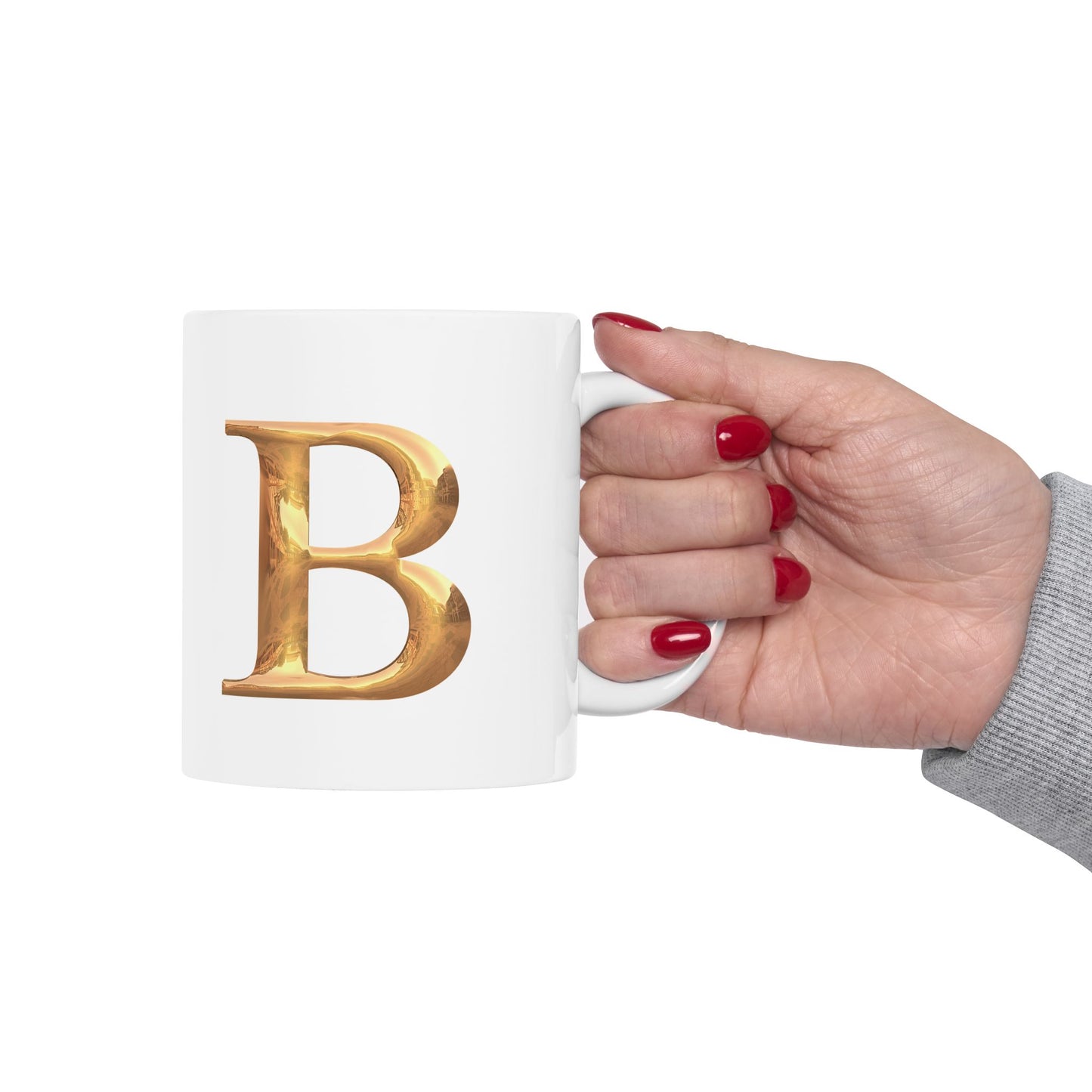 Elegant Gold Letter Mug | Personalized Coffee Cup, Letter B