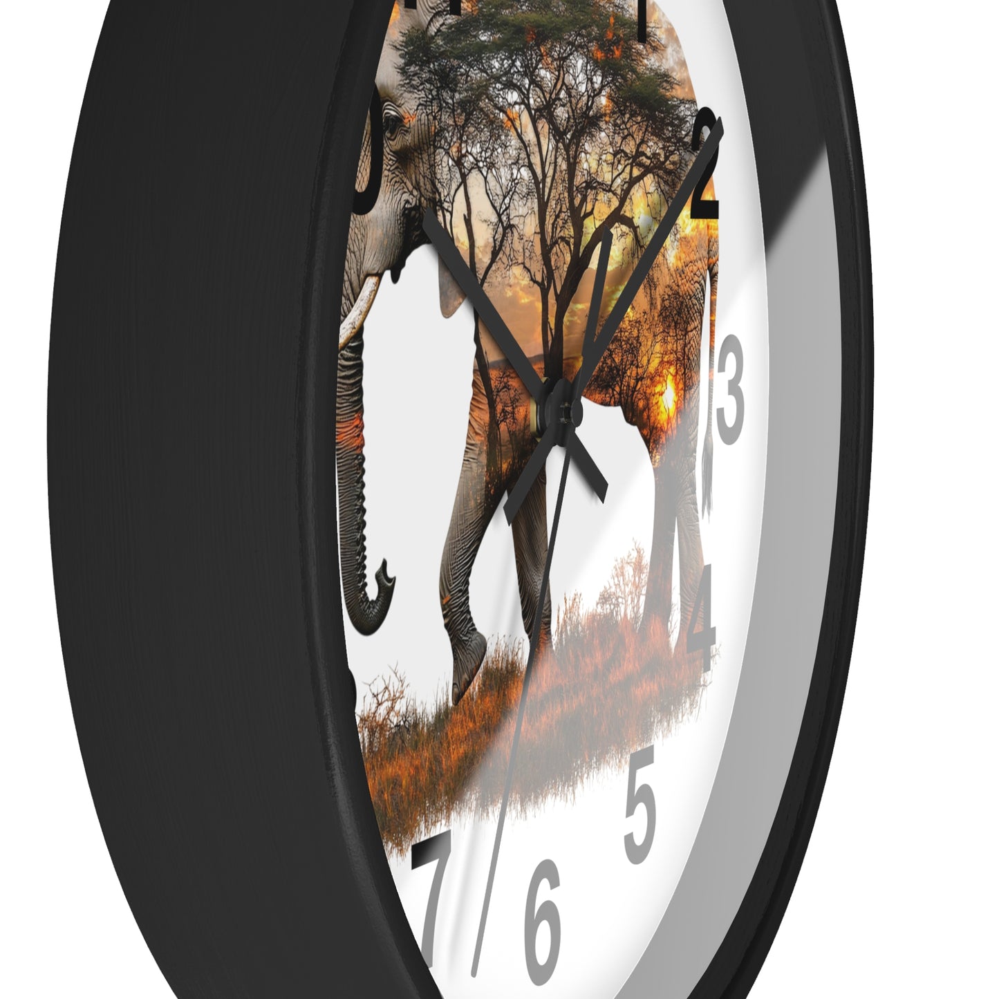 Elephant Sunset Wall Clock, Nature Decor, Wildlife Home Accessory, Animal Lover Gift, Safari Themed Clock, Unique Wall Art