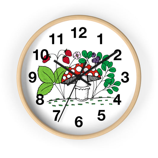 Whimsical Mushroom Wall Clock - Enchanting Home Decor, Boho Aesthetic, Unique Gift for Nature Lovers, Kids Room, Garden Theme