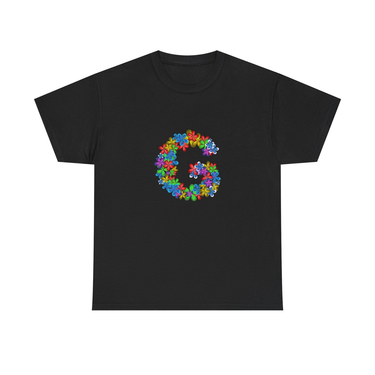 Floral Initial Unisex Tee - Personalized Gift, Casual Summer Wear, Birthday Present, Eco-Friendly Tee, Customizable Clothing