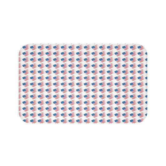 Patriotic Bath Mat with American Flag Design, Shower Mat, Bathroom Decor, Gift for Independence Day, USA Home Decor