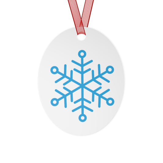 Snowflake Metal Ornament — Blue Snow Holiday Tree Decoration