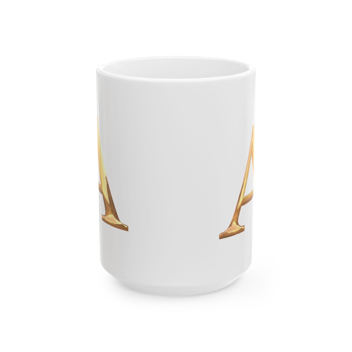 Elegant Golden Letter A Ceramic Mug | Personalized Coffee Cup Letter A