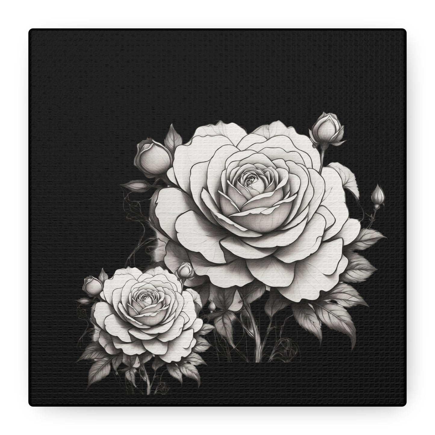 Monochrome Rose Canvas Print — Black & White Floral Wall Art
