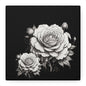 Monochrome Rose Canvas Print — Black & White Floral Wall Art