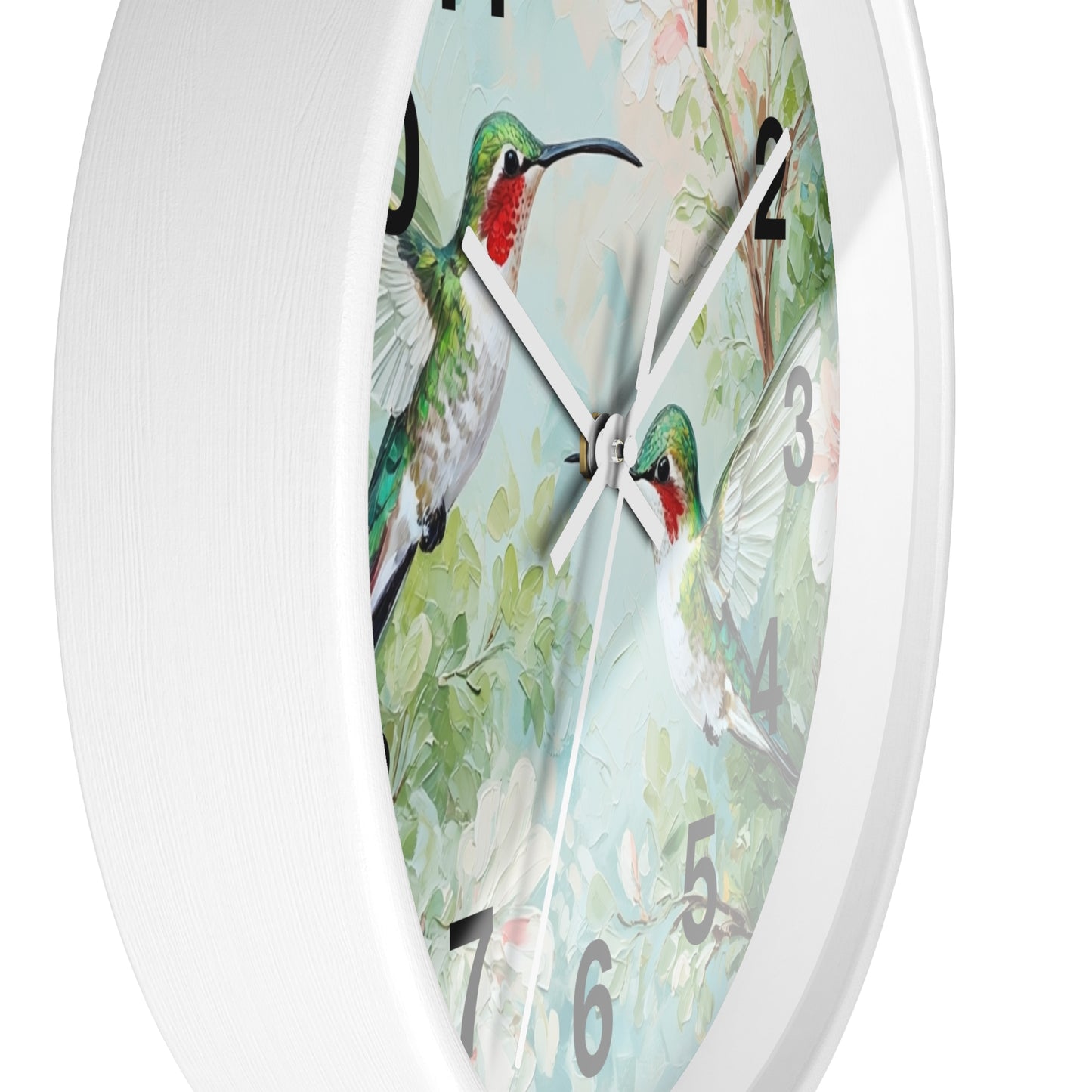Ruby-throated Hummingbirds Wall Clock | Floral Nature Decor