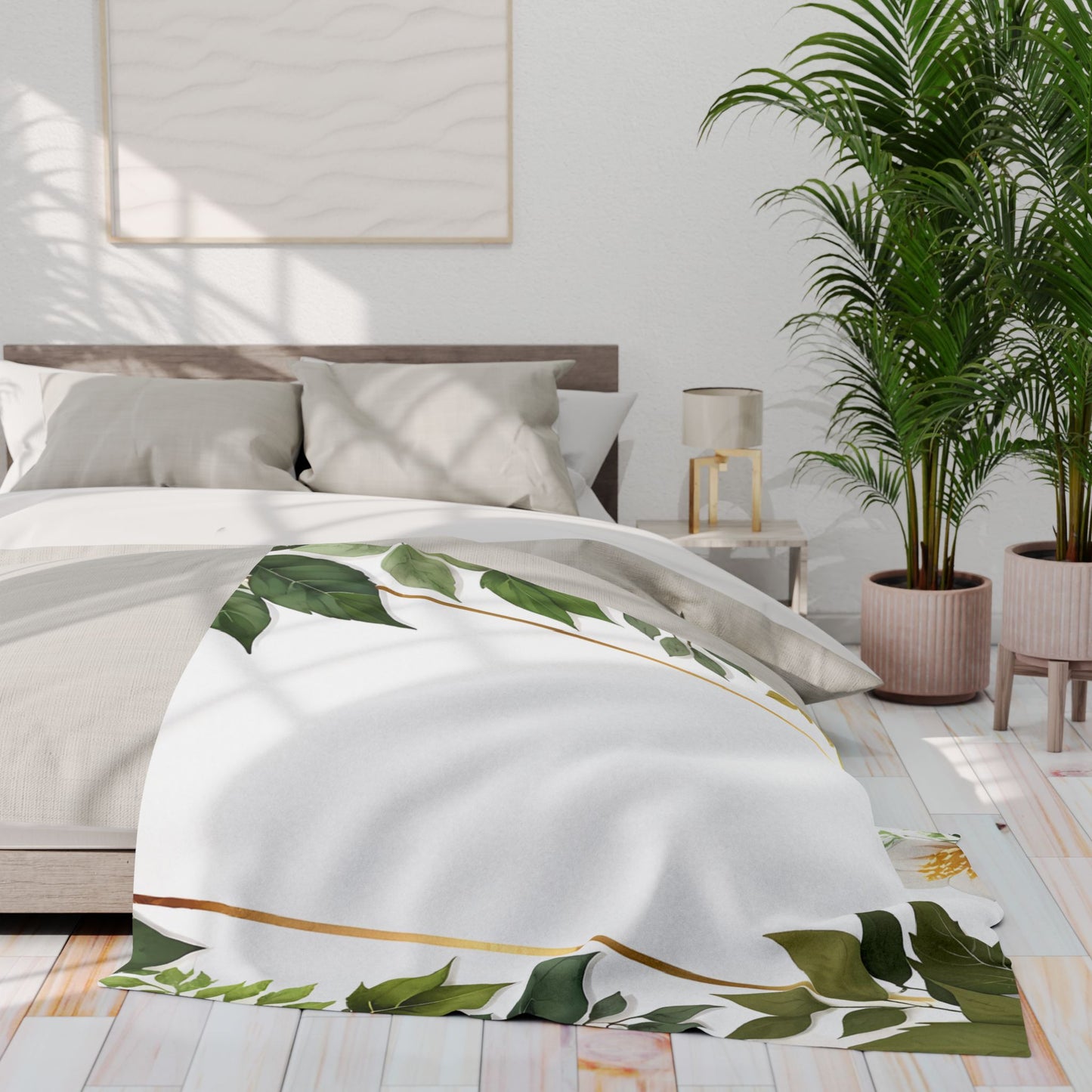 Floral Arctic Fleece Blanket, Cozy Throw, Home Decor, Gift for Her, Botanical Blanket, Seasons Gift, Relaxing Atmosphere