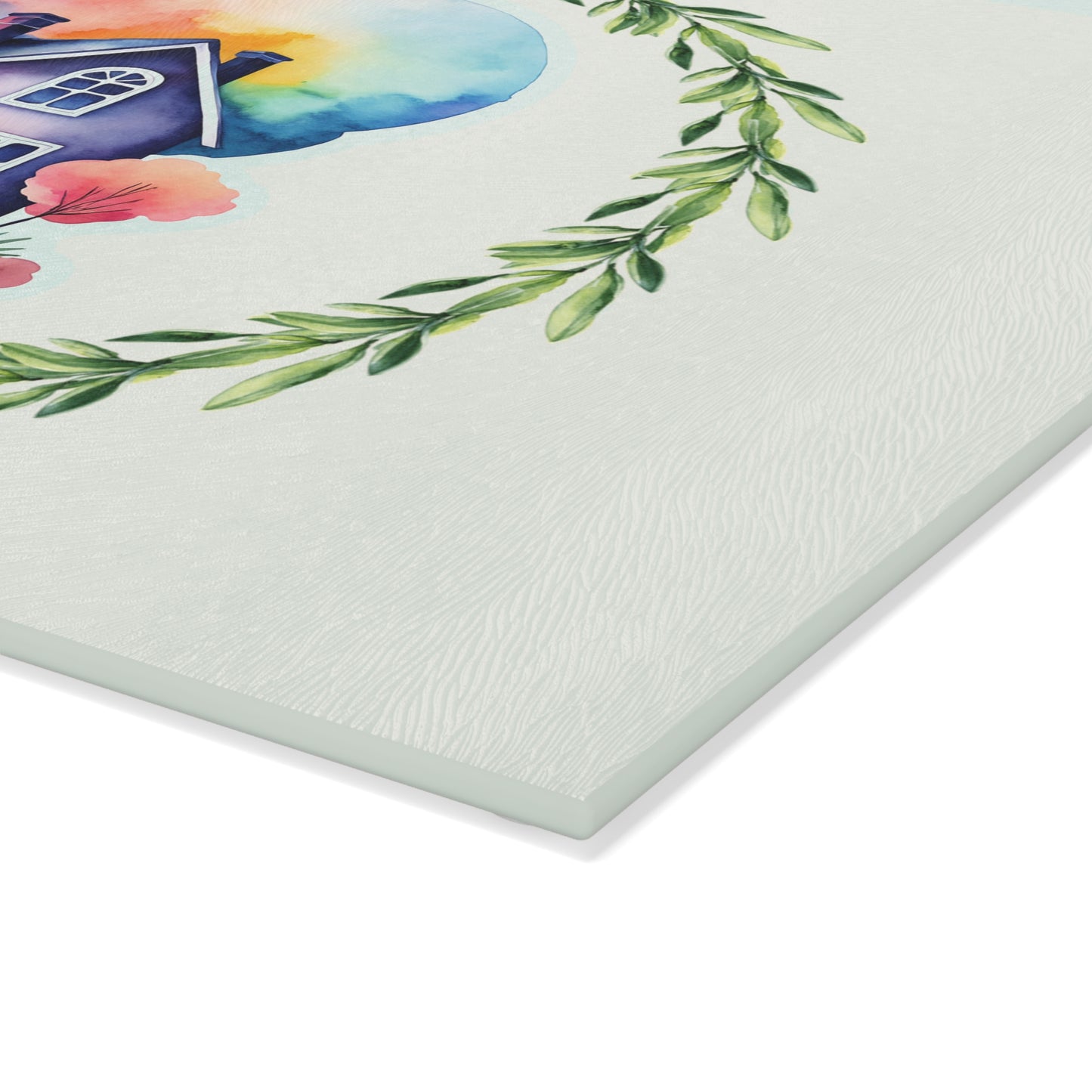 Charming Home-themed Glass Cutting Board - Kitchen Decor, Housewarming Gift, Unique Culinary Gift, Functional Art, Family Kitchen Essentials