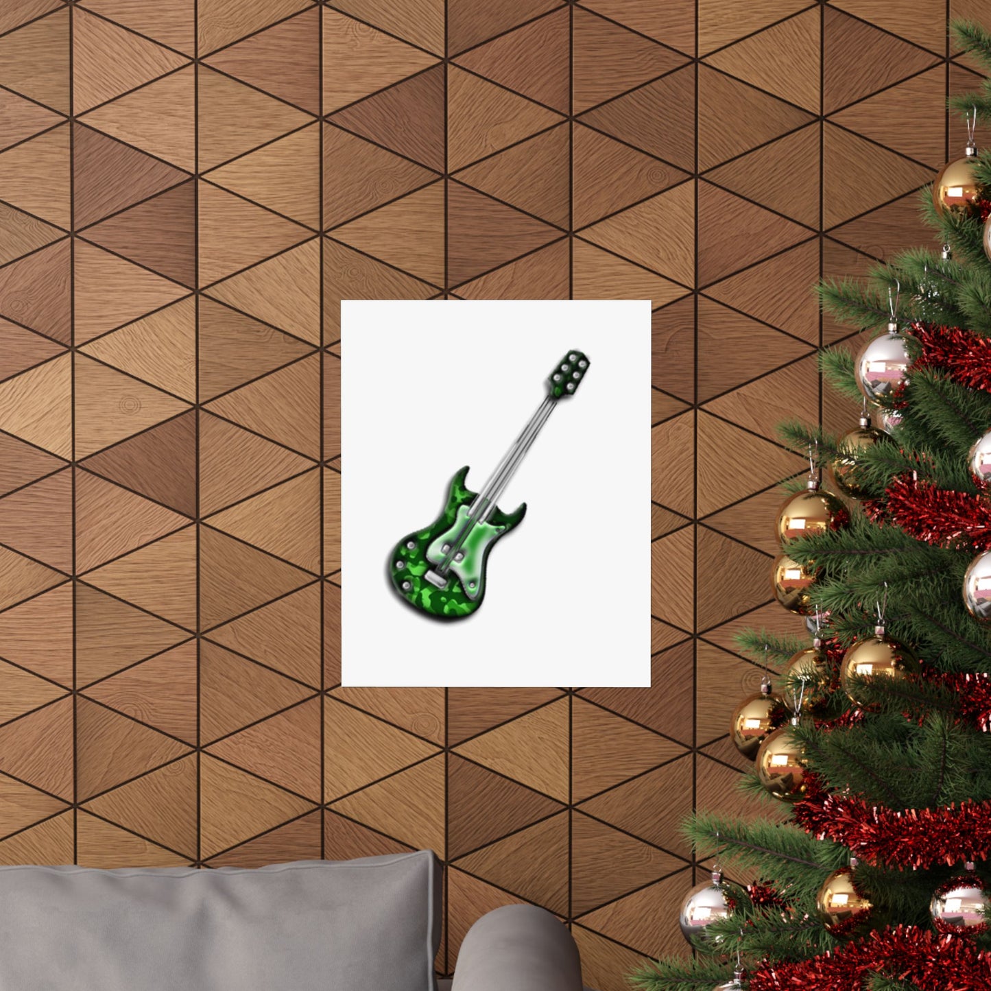 Guitar Art Poster - Rock Music Decor, Green Guitar Wall Art, Musician Gift, Home Office Decor, Music Lover Gift