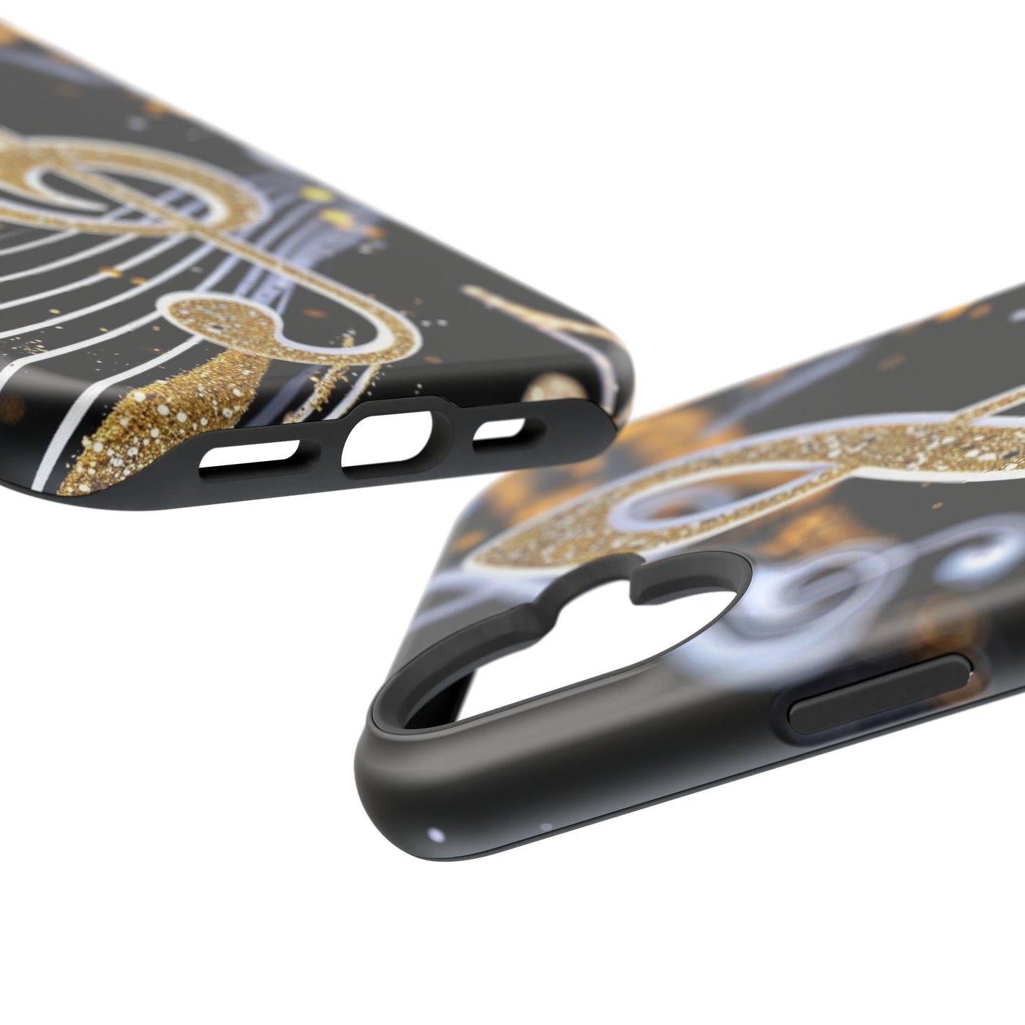 Music Notes Magnetic Impact-Resistant Phone Case — Gold Treble Clef Design