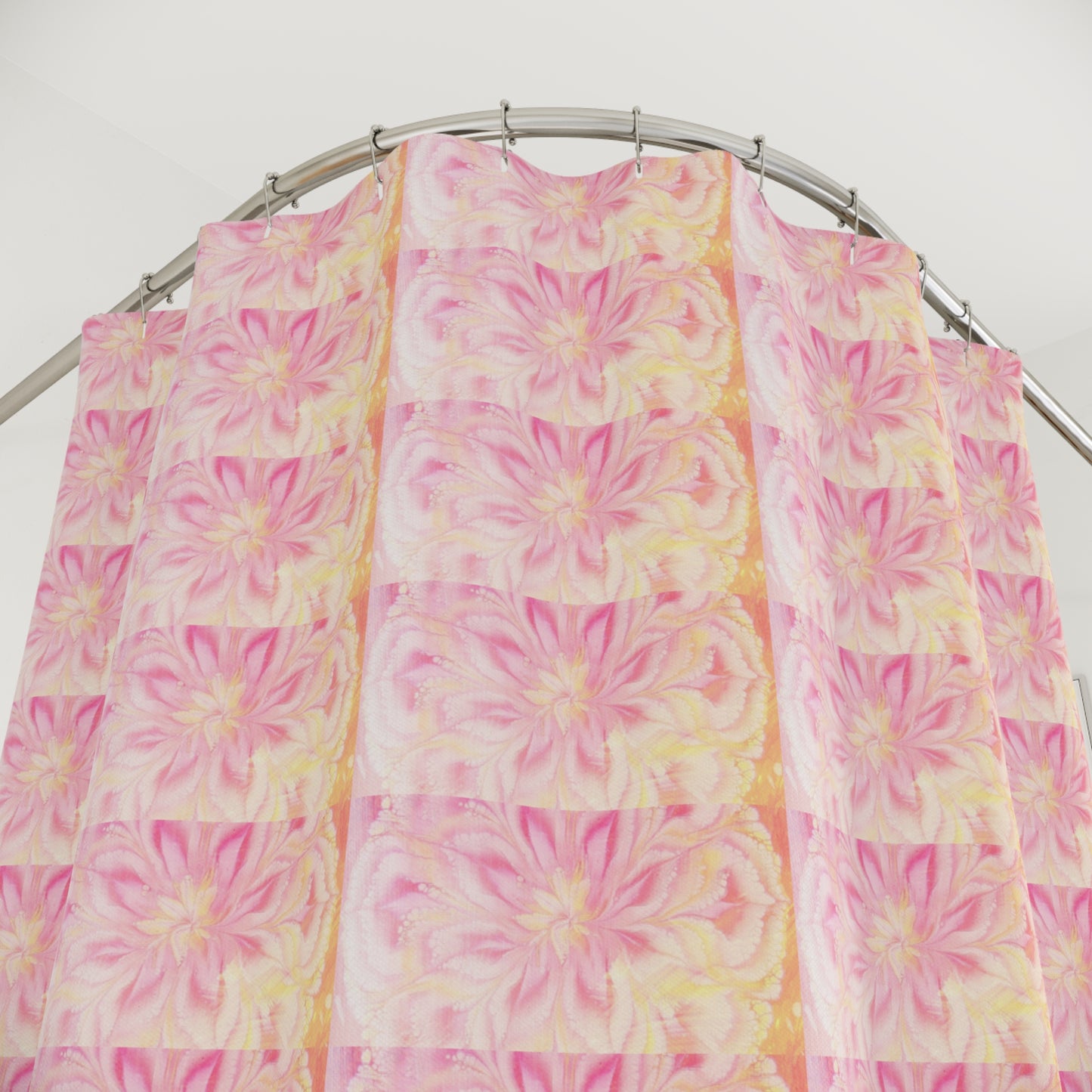Vibrant Floral Shower Curtain, Boho Bathroom Decor, Pink Flower Print, Home Essentials, Unique Gift for Her, Summer Vibe
