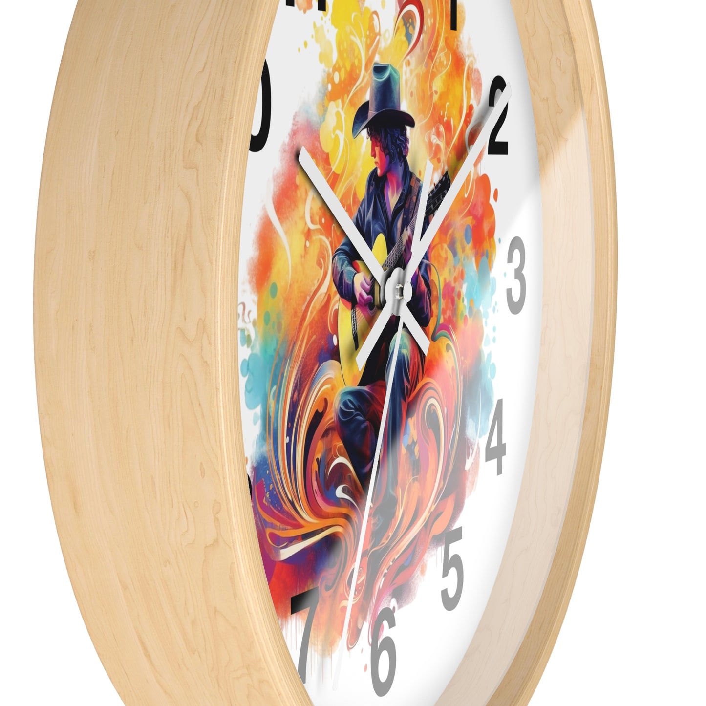 Guitarist Art Wall Clock — Colorful Blues Music Decor