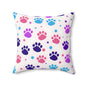 Colorful Paw Print Throw Pillow — Cute Pet Pattern Decorative Cushion