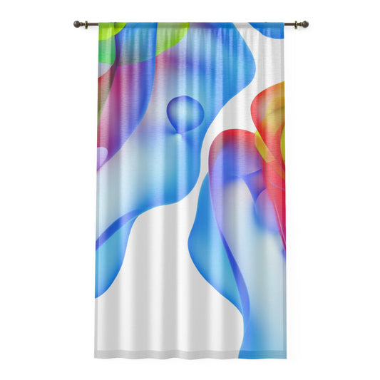 Colorful Abstract Window Curtain, Modern Home Decor, Soft Light Filtering Drapes, Vibrant Sheer Panels, Living Room Accessories