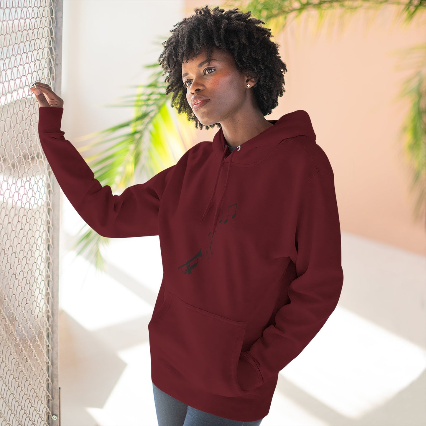Trumpet Music Notes Hoodie — Minimalist Jazz Instrument Pullover