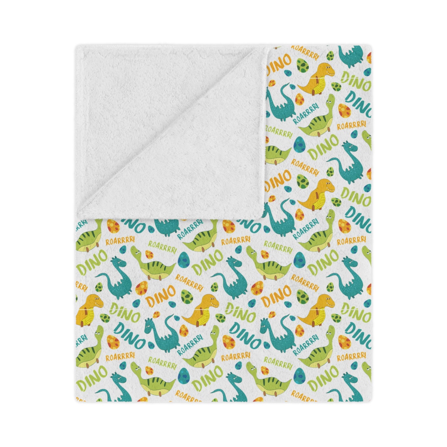Baby Footprint Minky Blanket — Soft Dinosaur Pattern Nursery Throw
