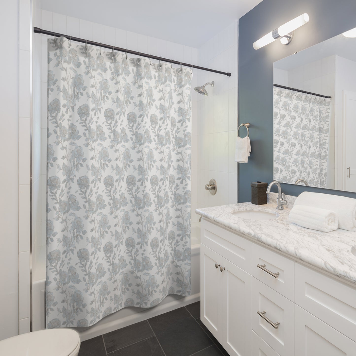 Floral Shower Curtain, Elegant Bathroom Decor