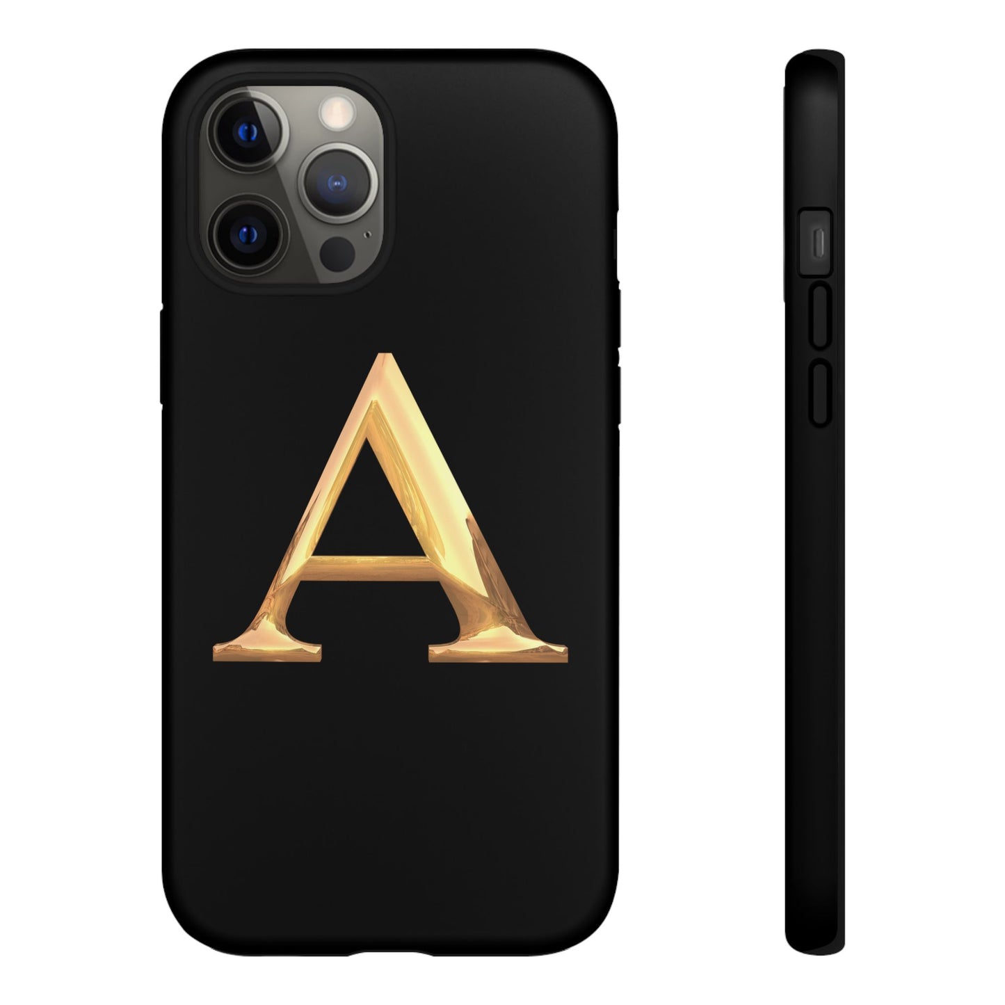 Custom Phone Case with Gold Letter A, Monogrammed Gift, Tough Protective Case, Personalized Phone Accessory, Unique Phone Cover