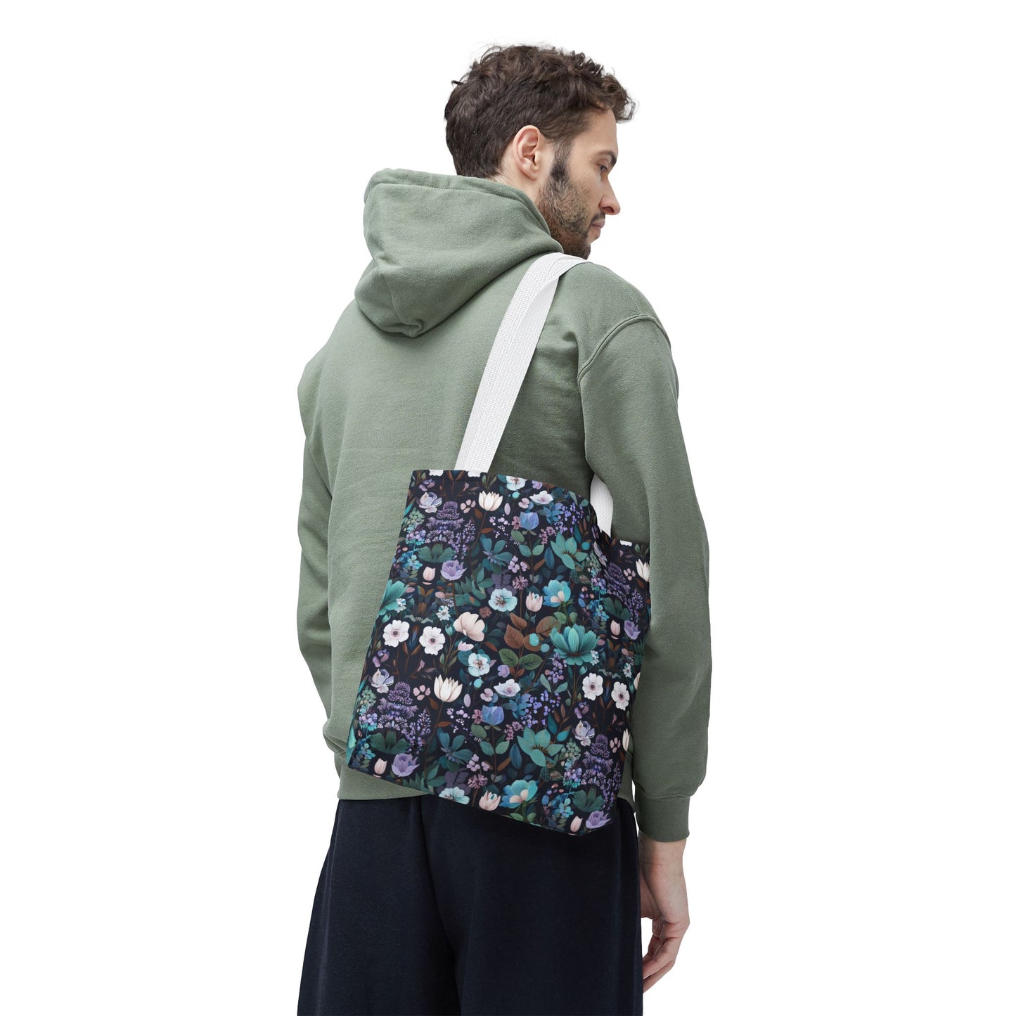 Floral Nightfall Tote Bag — Dark Botanical All-Over Print