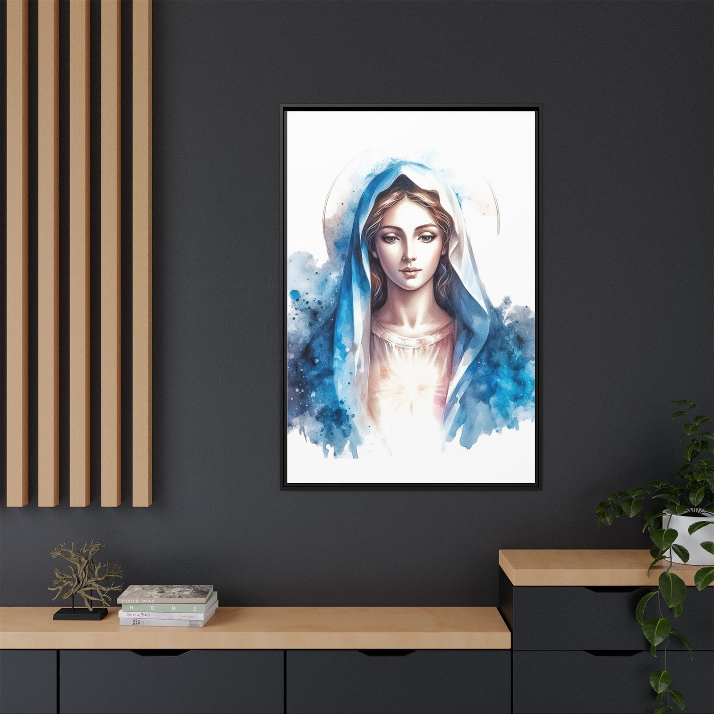 Framed Canvas Art Print, Spiritual Decor, Religious Artwork, Wall Decor, Gift for Faith, Elegant Home Decoration