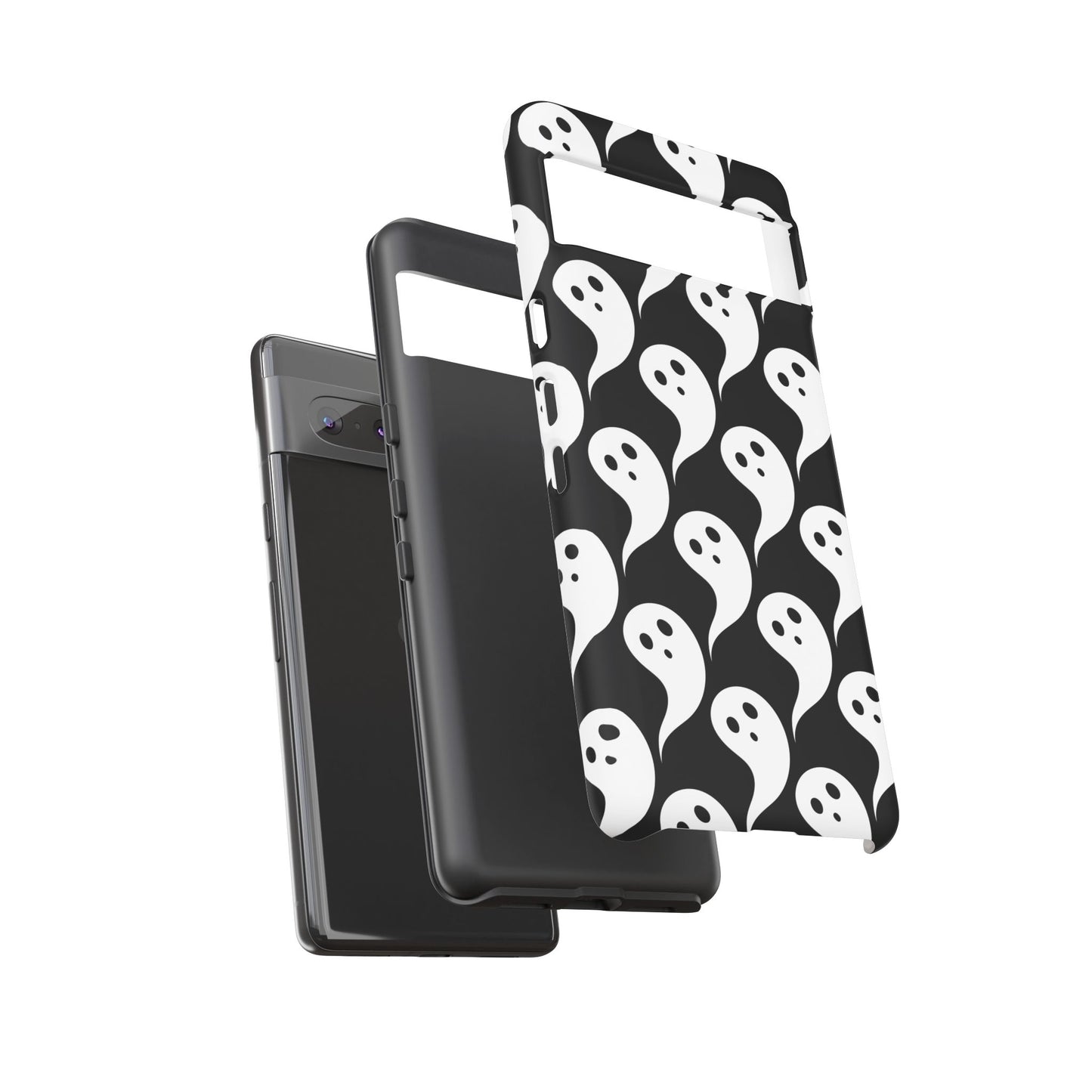 Ghost Pattern Phone Case, Cute Ghost Cell Phone Cover, Halloween Accessory, Spooky Gift, Black and White Phone Case