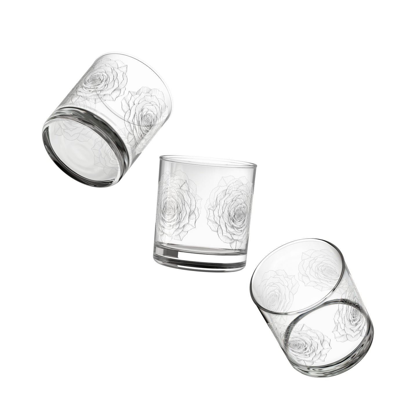 Rose-Engraved Rocks Glass, Elegant 10oz Whiskey Tumbler for Home Bar, Perfect Wedding Gift, Vintage Rose Glassware, Floral Glass Cup, [...]