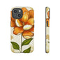 Floral Phone Case with Orange Flower Design, Tough Phone Cover, Floral Gift, Stylish Tech Accessory, Nature Lovers, Spring Vibes