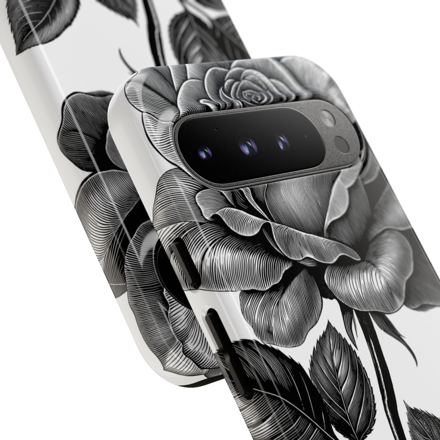 Elegant Floral Phone Case - Tough Cases, Black Rose Design, Floral Phone Cover, Stylish Phone Accessory, Gift for Her, Mother's Day